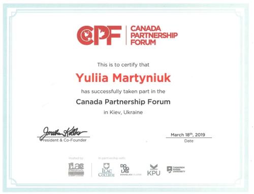 Yuliia Martyniuk Canada Partnership Forum
